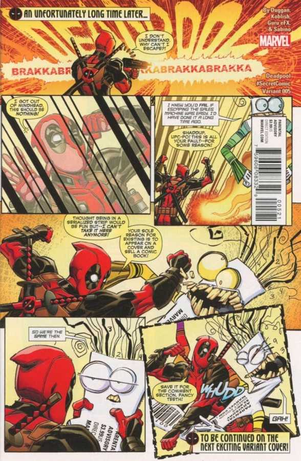 Marvel - DEADPOOL (2016) # 5 KOBLISH SECRET COMIC VARIANT
