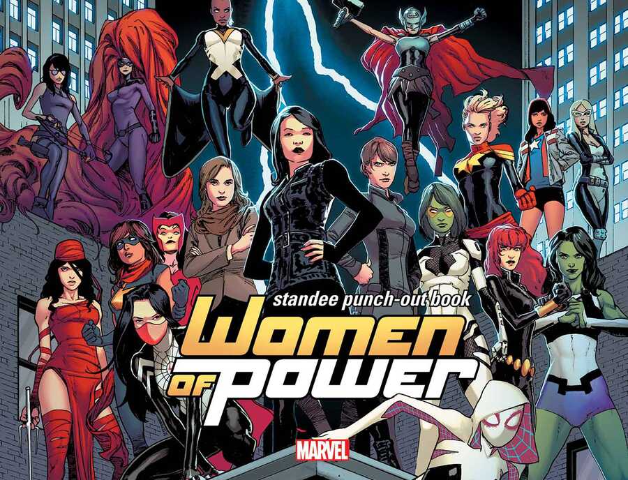 DC Comics - HEROES OF POWER WOMEN OF MARVEL STANDEE PUNCH-OUT BOOK HC